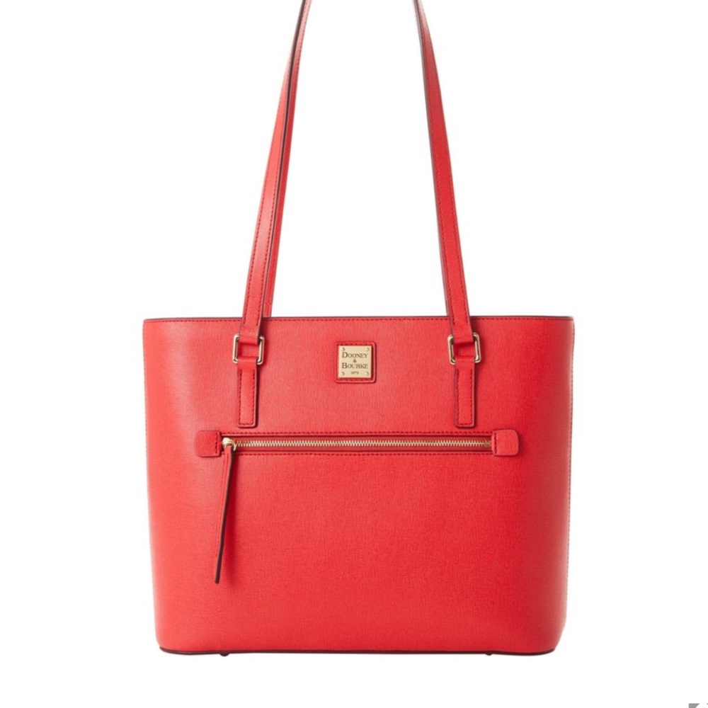 Red Saffiano Leather Shopper